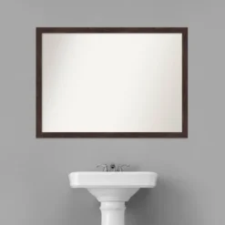 41" X 30" Non-Beveled Fresco Wood Bathroom Wall Mirror Dark Walnut Brown - Amanti Art -Shower Room Store GUEST b8c55958 3492 4c54 9ef3 9496193c8b88