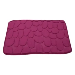 Unique Bargains Cobblestone Pattern Bathroom Rugs Polyester Bath Mat Machine Washable Wine Red 23.62"x15.75" -Shower Room Store GUEST bf0dedec 4bae 4d6c 968a 2d5e81912f77