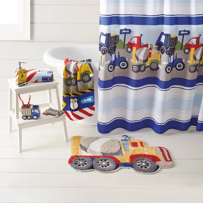Trains And Trucks Printed Shower Curtain - Dream Factory 1 Trains And Trucks Printed Shower Curtain - Dream Factory