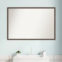 37" X 25" Non-Beveled Hardwood Wedge Wood Bathroom Wall Mirror Mocha Brown - Amanti Art 15 37" X 25" Non-Beveled Hardwood Wedge Wood Bathroom Wall Mirror Mocha Brown - Amanti Art -Shower Room Store GUEST c2aa7cc0 fe5d 45ce 9ea2 45643d5da112