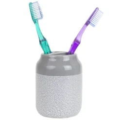 Home Basics Crackle 4 Piece Ceramic Bath Accessory Set, Grey -Shower Room Store GUEST c320aab3 9dae 4c40 a6ce 23fca8f09498