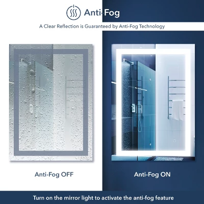 Remy Rectangular Frameless Anti-Fog Aluminum Front-lit Tri-color LED Bathroom Vanity Mirror With Smart Touch Control - JONATHAN Y 5 Remy Rectangular Frameless Anti-Fog Aluminum Front-lit Tri-color LED Bathroom Vanity Mirror With Smart Touch Control - JONATHAN Y - Image 5