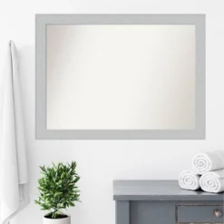 42" X 31" Non-Beveled Shiplap White Wood Bathroom Wall Mirror - Amanti Art -Shower Room Store GUEST c90e0263 af2e 4da5 9735 d50c0baf29ca