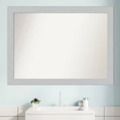 42" X 31" Non-Beveled Shiplap White Wood Bathroom Wall Mirror - Amanti Art -Shower Room Store GUEST c9634368 dd16 475e 822a 2796037d9c3b