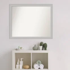 31" X 25" Non-Beveled Low Luster Wood Bathroom Wall Mirror Silver - Amanti Art -Shower Room Store GUEST cd221a85 937d 44d5 a986 174fb8f58c23