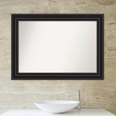 42" X 30" Non-Beveled Colonial Bathroom Wall Mirror Black - Amanti Art 5 42" X 30" Non-Beveled Colonial Bathroom Wall Mirror Black - Amanti Art - Image 5