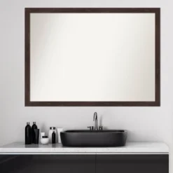 41" X 30" Non-Beveled Fresco Wood Bathroom Wall Mirror Dark Walnut Brown - Amanti Art -Shower Room Store GUEST d0bfb9bc 71b9 41b8 bb3f 1347ee7a7c31