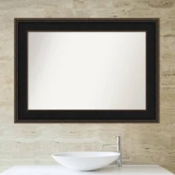 44" X 32" Non-Beveled Mezzanine Wood Bathroom Wall Mirror Espresso Brown - Amanti Art -Shower Room Store GUEST d2639e1b 4401 4053 b66c 3df83b8b32bb