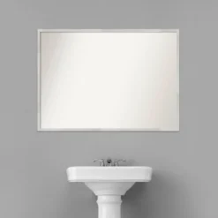 40" X 29" Non-Beveled Svelte Silver Wood Bathroom Wall Mirror - Amanti Art -Shower Room Store GUEST d2a554b1 f5c0 43bf b98c 48dd3881402b