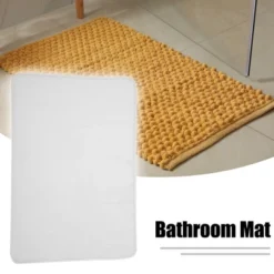 Unique Bargains Solid Color Pattern Bathroom Rugs Polyester Bath Mat Machine Washable White 80x50cm