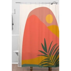 Oris Eddu Tropical Landscape Shower Curtain Red - Deny Designs