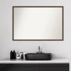 37" X 25" Non-Beveled Hardwood Wedge Wood Bathroom Wall Mirror Mocha Brown - Amanti Art 13 37" X 25" Non-Beveled Hardwood Wedge Wood Bathroom Wall Mirror Mocha Brown - Amanti Art -Shower Room Store GUEST d519b94d 0004 4595 a19c 07d593093903