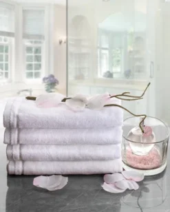 Creative Scents White Fingertip Monogrammed Towels Silver Embroidered