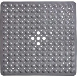 Tranquil Beauty 21" X 21" Solid Gray Square Non-Slip Shower And Bath Mats With Suction Cups Ideal For Kids & Elderly