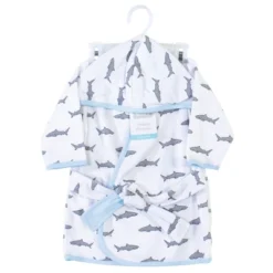 Hudson Baby Infant Boy Cotton Rich Bathrobe, Shark, 0-9 Months