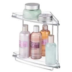 MDesign Metal Bathroom Vanity Corner Storage Caddy, 2 Shelves