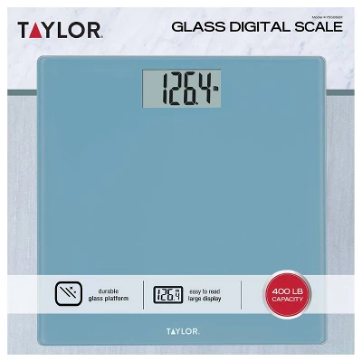 Digital Glass Bathroom Scale With Spa Blue - Taylor 4 Digital Glass Bathroom Scale With Spa Blue - Taylor - Image 4