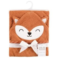 Hudson Baby Infant Boy Cotton Animal Face Hooded Towel, Orange Fox, One Size