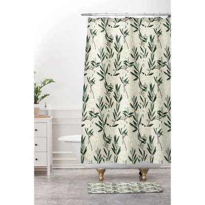 Olive Bloom Shower Curtain Green - Deny Designs 2 Olive Bloom Shower Curtain Green - Deny Designs - Image 2