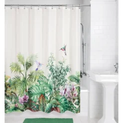 Palm Valley Shower Curtain White/Green - Allure Home Creations