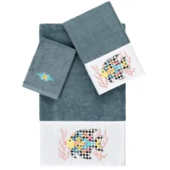 Set Of 3 Feliz Embroidered Towels - Linum Home Textiles -Shower Room Store GUEST e27d9bee cc26 431b aab7 1be1650d7b40