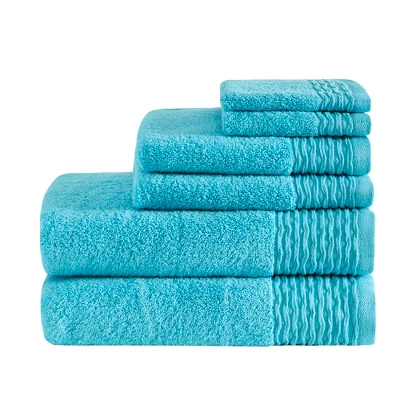 6pc Curv Jacquard Wavy Cotton Towel Set 8 6pc Curv Jacquard Wavy Cotton Towel Set - Image 8