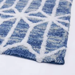 Hexagon Border Bath Rug Blue - Allure Home Creations