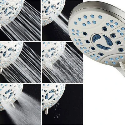 High Pressure Handheld Rain 50 Mode Three Way Shower Head Combo With Adjustable Arm Nickel - Aquabar 6 High Pressure Handheld Rain 50 Mode Three Way Shower Head Combo With Adjustable Arm Nickel - Aquabar - Image 6