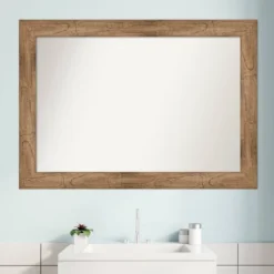 42" X 30" Non-Beveled Owl Wood Bathroom Wall Mirror Brown - Amanti Art -Shower Room Store GUEST ec88d257 da14 40a8 8023 b84bc939cc37