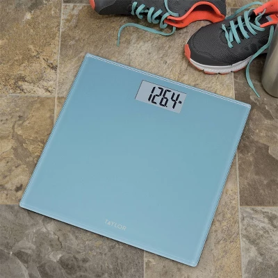 Digital Glass Bathroom Scale With Spa Blue - Taylor 1 Digital Glass Bathroom Scale With Spa Blue - Taylor