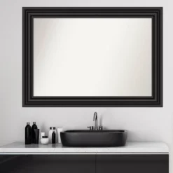 42" X 30" Non-Beveled Colonial Bathroom Wall Mirror Black - Amanti Art 15 42" X 30" Non-Beveled Colonial Bathroom Wall Mirror Black - Amanti Art -Shower Room Store GUEST ee653a9f daed 4005 a4ee ec29a156168b