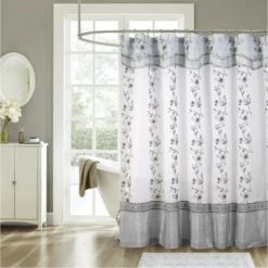 Kate Aurora Royal Living Embroidered Floral Sheer On Taffeta Layered Fabric Shower Curtain -Shower Room Store GUEST f2cdcce3 4e27 4394 93f0 2fccc6c59acd