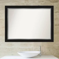 44" X 33" Non-Beveled Eva Bathroom Wall Mirror Black - Amanti Art 12 44" X 33" Non-Beveled Eva Bathroom Wall Mirror Black - Amanti Art -Shower Room Store GUEST f425a131 0d3f 405c 9aa3 613e79b5dfbe