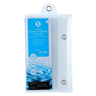 Floor To Ceiling Shower Curtain Liner With Microban Clear - Slipx Solutions 2 Floor To Ceiling Shower Curtain Liner With Microban Clear - Slipx Solutions - Image 2