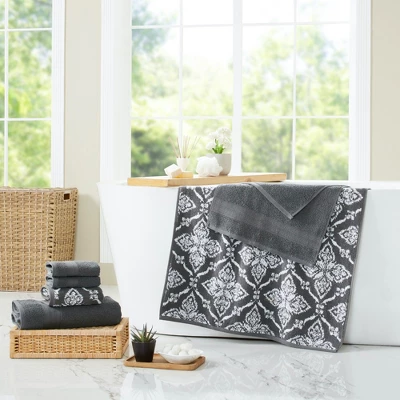 Modern Threads 6-Piece Cotton Jacquard Towel Set, Amaris. 1 Modern Threads 6-Piece Cotton Jacquard Towel Set, Amaris.