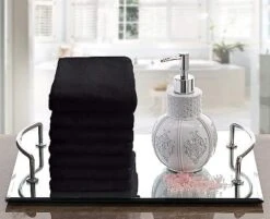 Creative Scents Set Of 4 Black Fingertip Terry Towels