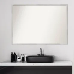 40" X 29" Non-Beveled Svelte Silver Wood Bathroom Wall Mirror - Amanti Art -Shower Room Store GUEST fb742873 f026 4d0f ab64 527a6bb9e494
