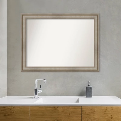 44" X 33" Non-Beveled Mezzanine Antique Narrow Wood Bathroom Wall Mirror Silver - Amanti Art 7 44" X 33" Non-Beveled Mezzanine Antique Narrow Wood Bathroom Wall Mirror Silver - Amanti Art - Image 7