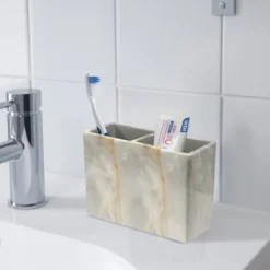 Stone Hedge Resin Decorative Toothbrush Holder - Nu Steel -Shower Room Store GUEST ffa01e7a 9242 4bce 83ad 7a505154060d