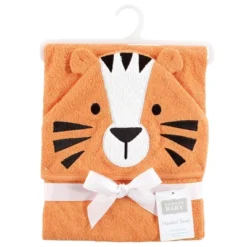 Hudson Baby Infant Boy Cotton Animal Face Hooded Towel, Tiger, One Size